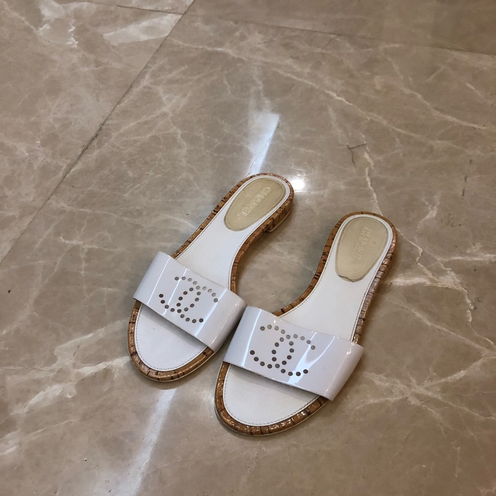 Chanel white sandal slides